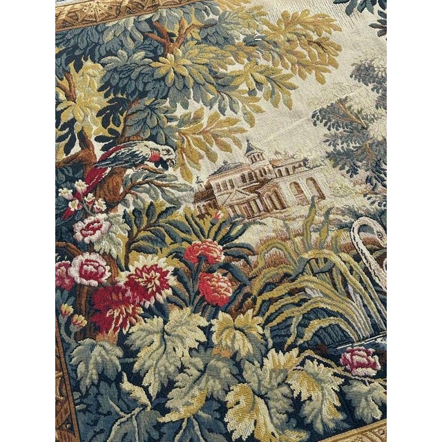 Vintage French Jacquard The Lignon Tapestry in the style of Aubusson, 1970s For Sale - Image 17 of 18
