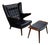 Mid 20th Century Hans Wegner A.P. Stolen Papa Bear Chair AP-19 & Ottoman Redone in Black Leather For Sale
