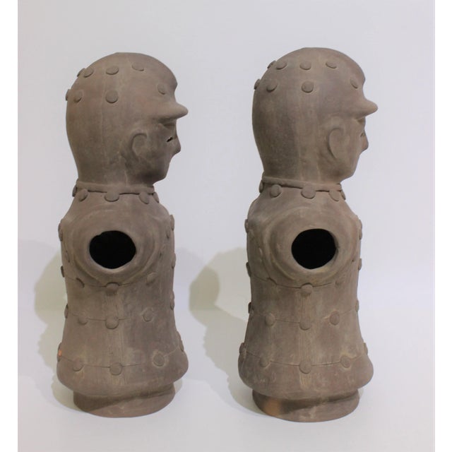 Late 20th Century Japan Haniwa Style Figures Unglazed Terra Cotta - A Set of Two For Sale - Image 5 of 13