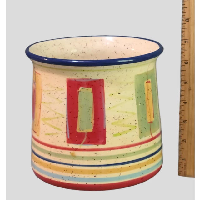 Southwestern Pfaltzgraff Colorful Sedona Canister Vase Planter Bowl 6.5'' High 7'' Wide. Good condition, please view...