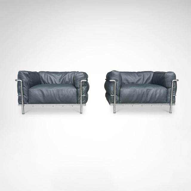 LC3 Down Cushions Y Leather Armchairs by Le Corbusier for Cassina, 1990s, Set of 2 For Sale - Image 11 of 11