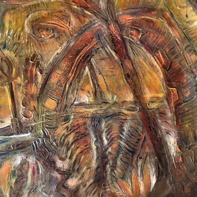 Original Vintage Peter Duncan Abstract Encaustic Painting/Drawing “Stone Bridge Central Park” 1980’s For Sale - Image 4 of 7