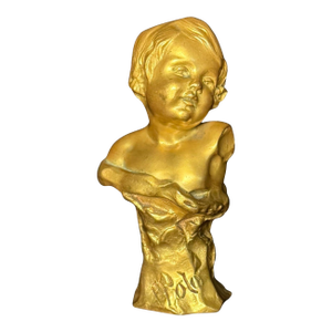 Late 19th Century Small Gilded French Bronze Bust By René de Saint-Marceaux