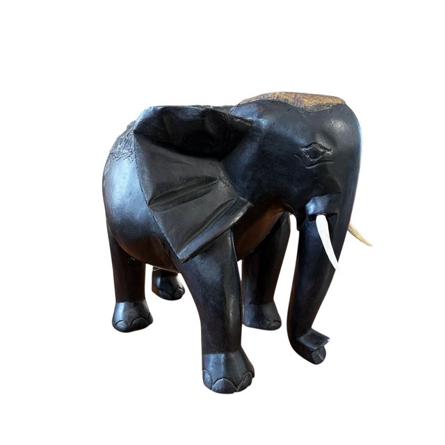 African Vintage Ashanti Elephant Wooden Sculpture Ghana 13" H For Sale - Image 3 of 8