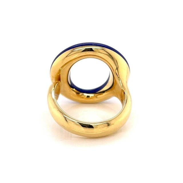 Mid 20th Century Mid 20th Century Tiffany & Co. Peretti Sevillana Lapis Lazuli 18k Yellow Gold Ring - Size 7 For Sale - Image 5 of 9