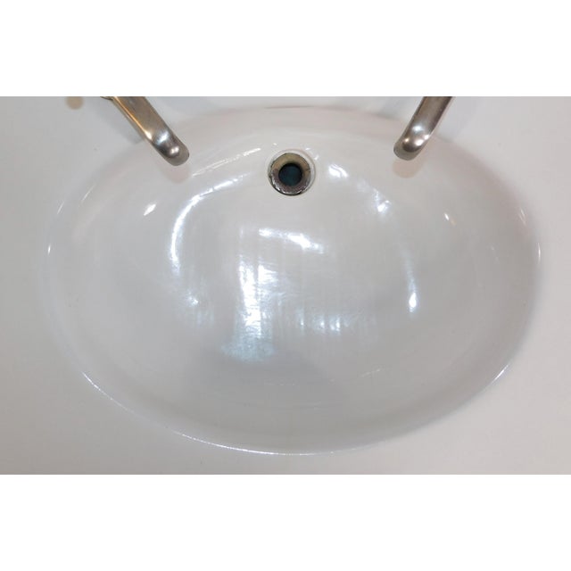 Antique 1908 Thomas Maddock's Son's Co. Vitreous China Console / Top-Mount (Drop-In) Sink For Sale In Portland, ME - Image 6 of 18