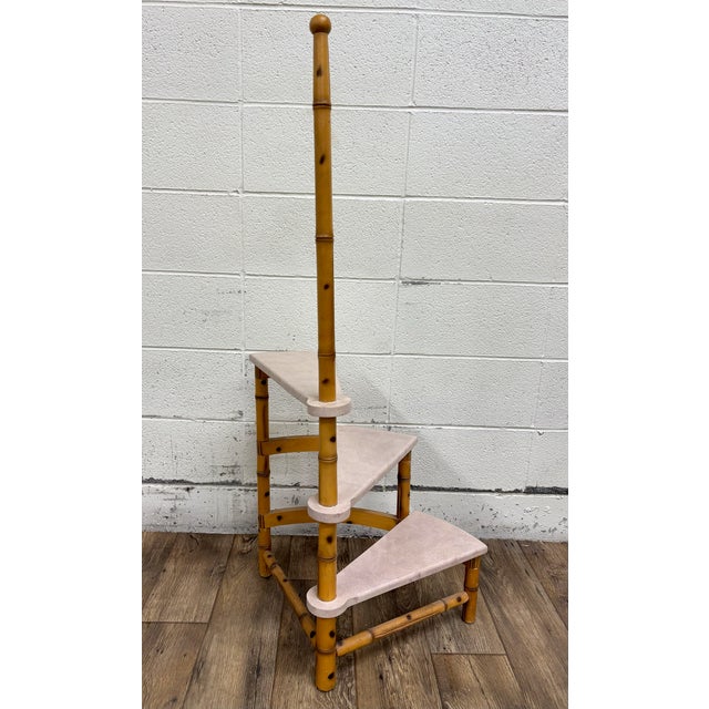 Vintage Rattan or Bamboo Spiral Library Steps Step Ladder Bed Steps Pet Steps For Sale In Kansas City - Image 6 of 8