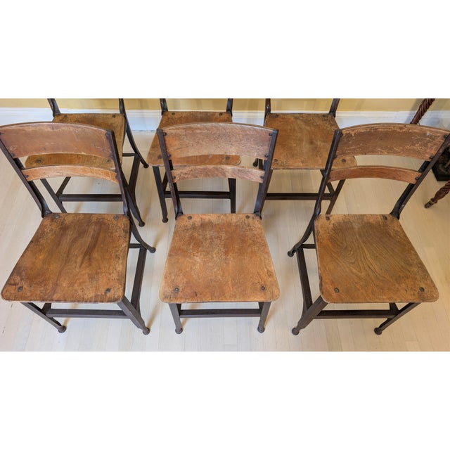 Toledo Metal Furniture Co. 1940s Toledo Metal Furniture Co. Industrial Steel & Plywood Dining Chairs, Set of 6 For Sale - Image 4 of 13