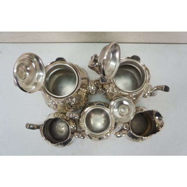Late 20th Century 5 Pc Mid Century Poole Silverplate 931 Tea Set Teapot Coffee Pot Cream Sugar Pitcher For Sale - Image 16 of 18