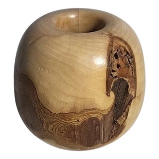 Elder Burlwood Bud Vase Hand Turned Box Sculpture Wood Home Accent Office For Sale