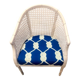 1960s Vintage Chinoiserie Regency Palm Beach Cane Faux Bamboo Chair For Sale