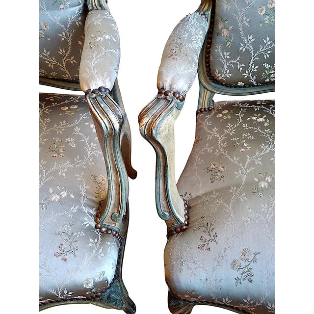 Pair of 19th-Century Louis XV-style Painted Armchairs For Sale - Image 9 of 18