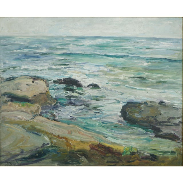 Mid Century San Diego Impressionist Seascape by Georgia Crittenden Bemis, 1939 by Georgia Crittenden Bemis For Sale - Image 4 of 7