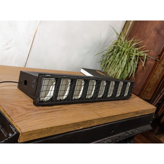 Mid-Century Black with Wire Grille Theatre Batten Light from Siemens, Germany, 1960s For Sale - Image 13 of 15