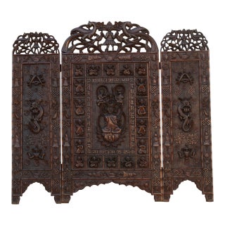 Early 20th Century Sino Tibetan Carved Altar Screen For Sale