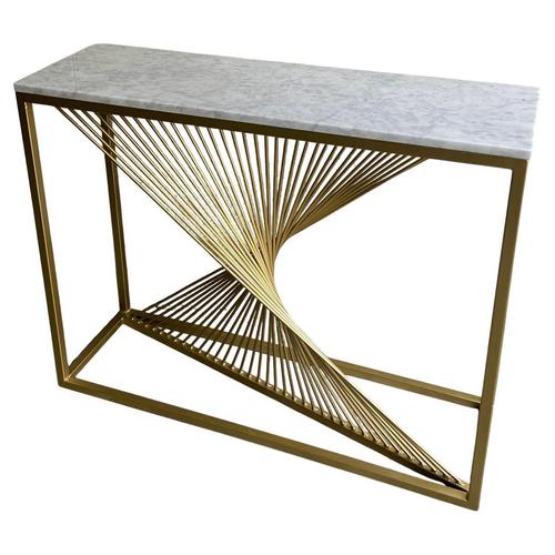 Sculptural Console Table in Gilt Metal with Carrara White Marble Top, 1990s For Sale - Image 9 of 9