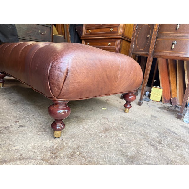 Vintage Chesterfield Syle Tufted Leather Ottoman Footstool For Sale - Image 14 of 16