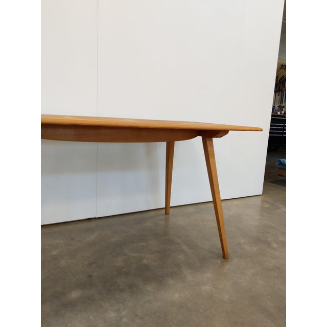 Wood Vintage Ercol Attributed Mid Century Modern Plank Dining Table For Sale - Image 7 of 8