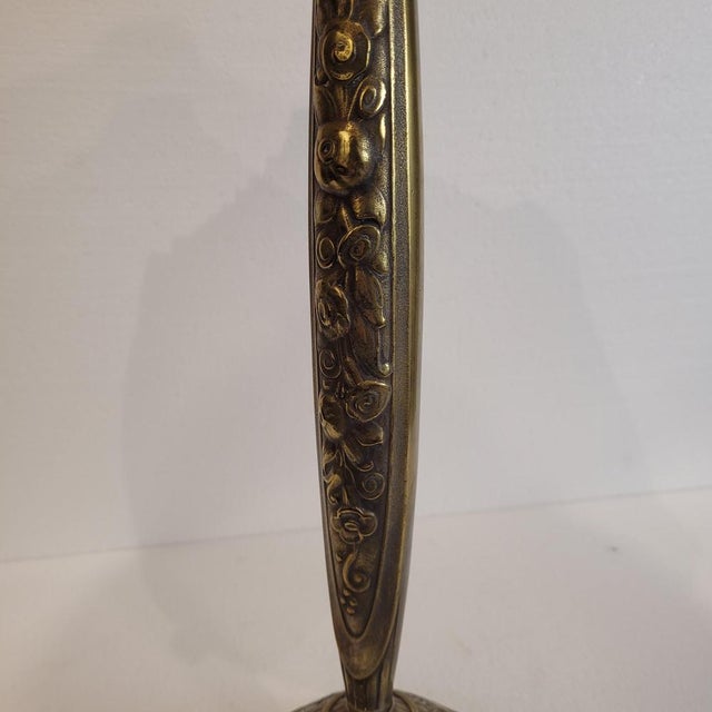 Gold Art Deco Table Lamp in Bronze and Bent Glass from Muller Fréres, Luneville, France, 1930s For Sale - Image 8 of 18