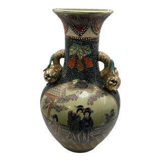 Vintage Royal Satsuma Japanese Earthenware Vase For Sale