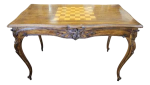 1980s French Carved Desk & Game Table