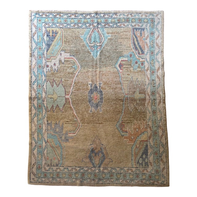 Contemporary Turkish Oushak Rug | 5'8" X 7'3" For Sale