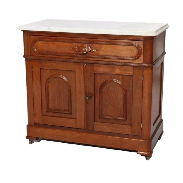 Antique Victorian Renaissance Revival Carved Walnut Commode C1880 For Sale - Image 10 of 11