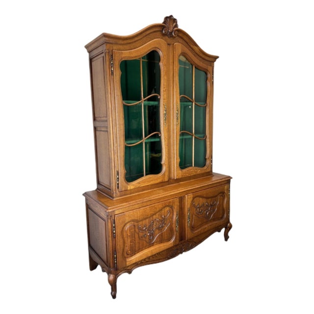Vintage French Louis XIV Style Oak Display Bookcase For Sale