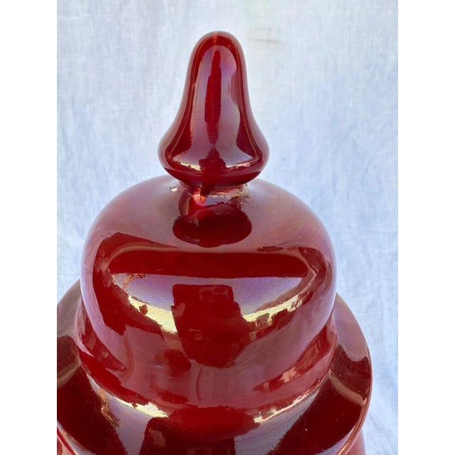 1920s W & J Sloane Burgundy Hung Ginger Jar For Sale - Image 5 of 7