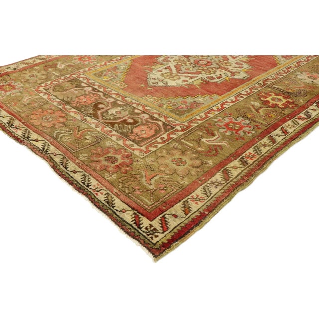 Turkish Vintage Mid-Century Turkish Oushak Accent Rug - 3′6″ × 5′ For Sale - Image 3 of 9