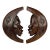 Vintage African Tribal Carved Crescent Moon Man & Women Wall Sculptures - A Pair For Sale