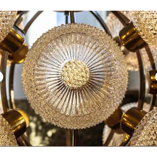 1970s Chrome and Crystal Glass Flower-Bucket Starburst Ballroom Pendant Light, Germany, 1960s For Sale - Image 5 of 11