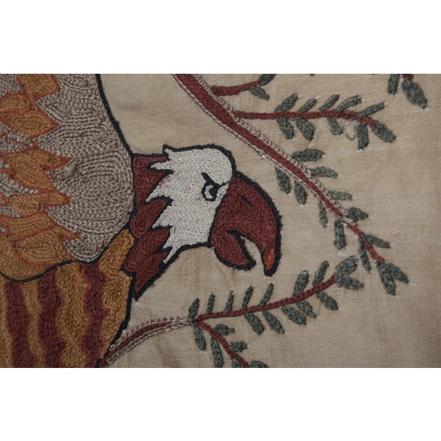 Textile Silk Suzani Hawk Tapestry on the Branch For Sale - Image 7 of 12