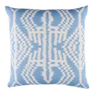 Schumacher Asaka Ikat Pillow In Chambray For Sale