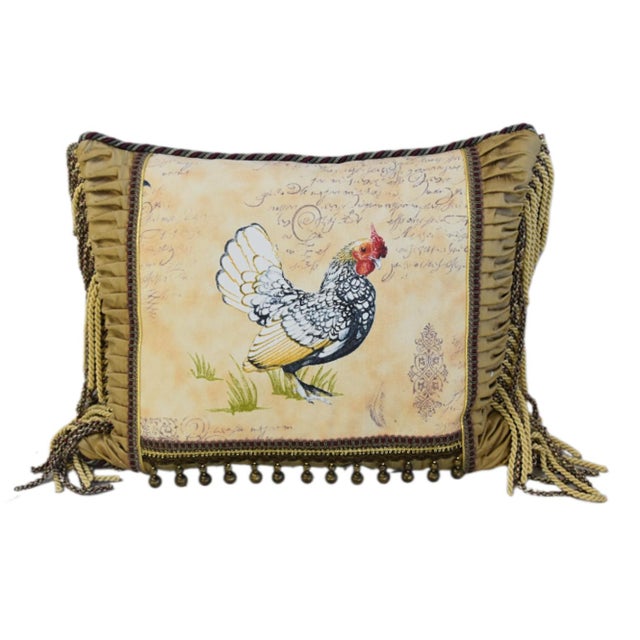 2020s Stunning French Country Rooster Feather/Down Pillow For Sale - Image 5 of 5