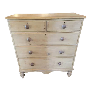 Antique Pine Two Over Three Drawers - Chest of Drawers - From England