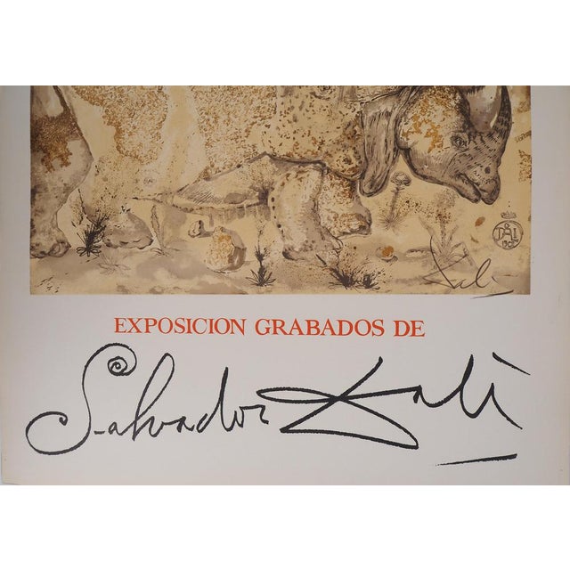 Salvador dali (1904-1989) rhinoceros: a tribute to albrecht dürer color lithograph poster signed in the plate on poster...