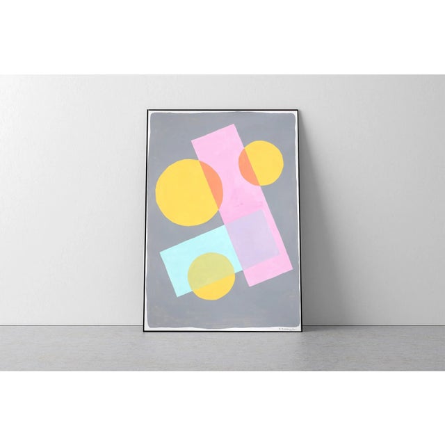 Bauhaus 2022 "Constructivist Pastel Forms" Contemporary Acrylic Painting on Watercolor Paper by Ryan Rivadeneyra For Sale - Image 3 of 9