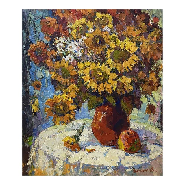 Oil Painting Still Life With Sunflowers Oksana Ivanyuk For Sale
