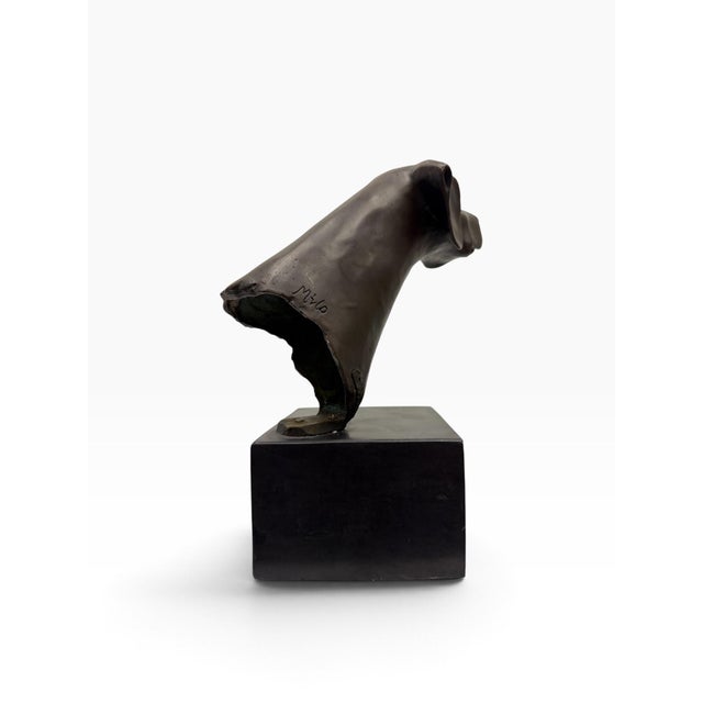 Metal Late 20th Century Signed Milo (Miguel Lopez) Art Deco Bronze Weimaraner / Pointer Dog Bust Statue For Sale - Image 7 of 11