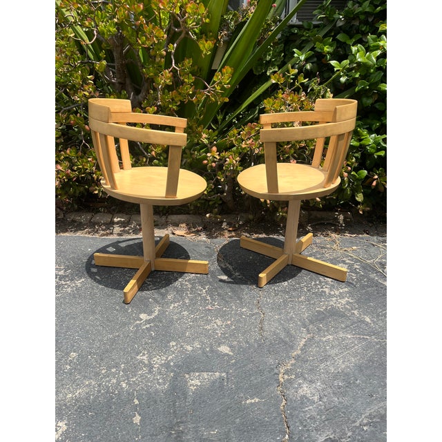 Wood Mid Century Modern Bentwood Captain's Swivel /Lounge Chairs For Sale - Image 7 of 7