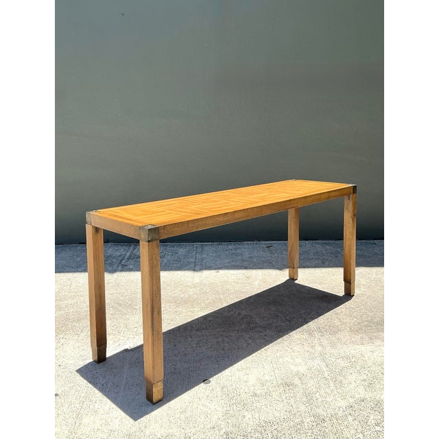 Vintage Brass Detail Campaign Console Table For Sale - Image 11 of 12