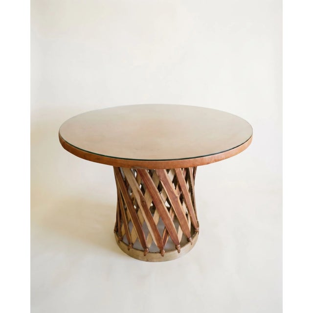 Late 20th Century Vintage Genuine Leather Equipale 5-Piece Round Glass Dining Set with 4 Chairs For Sale - Image 5 of 5