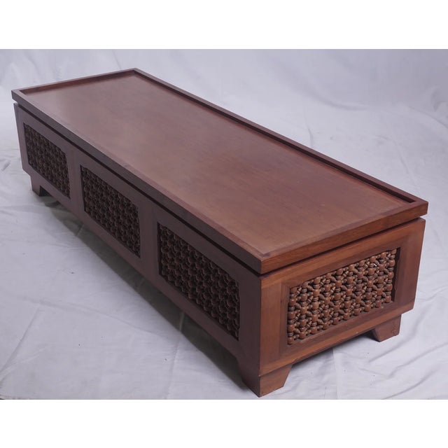 2000 - 2009 Moursharaby Style Hand Carved Custom Bench From Morocco For Sale - Image 5 of 6