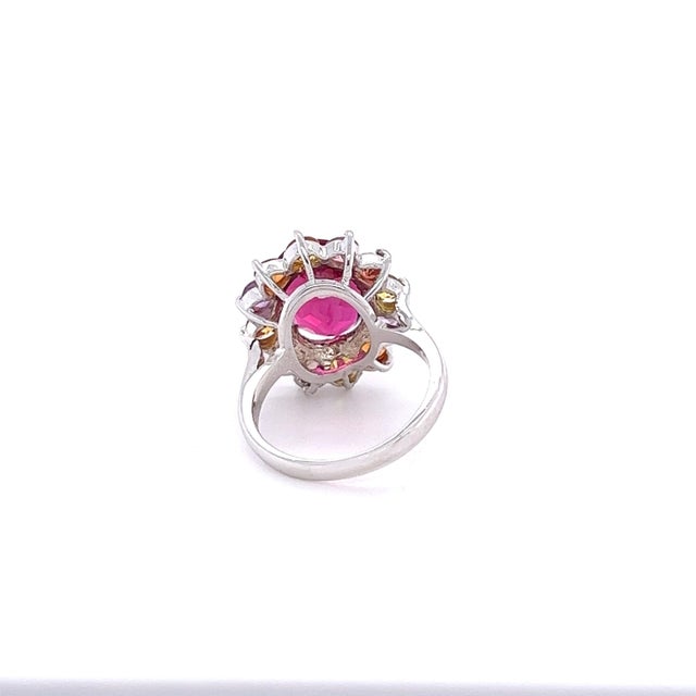 2020s Gia Certified 6.53 Carat Rubellite Sapphire White Gold Cocktail Ring, Size 7 For Sale - Image 5 of 5