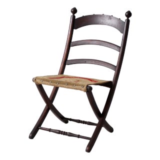 Antique Victorian Folding Camp Chair For Sale