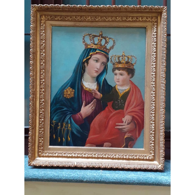 Madonna & Child, 1800s, Oil on Canvas, Framed For Sale - Image 9 of 9