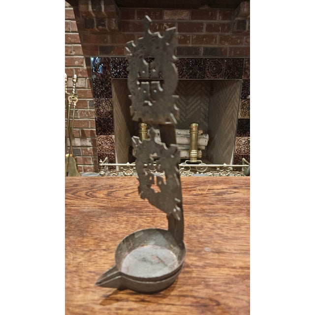 Primitive Double Cruise or Betty Oil Lamp For Sale - Image 4 of 12
