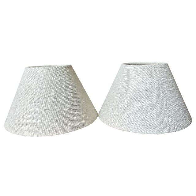 New pair of white linen shades by Serena and Lily for the Zafferano Poldina Pro Table Lamp Shade is made of white linen....