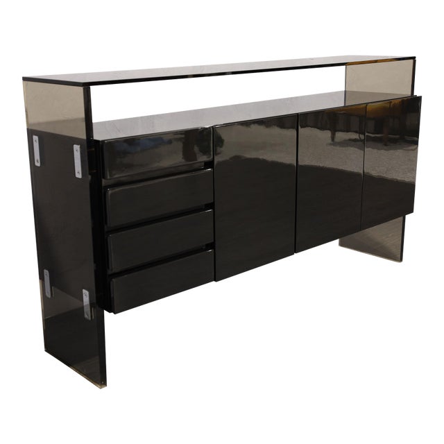 Mid 20th Century Milo Baughman for Thayer Coggin Black Lacquer Sideboard For Sale